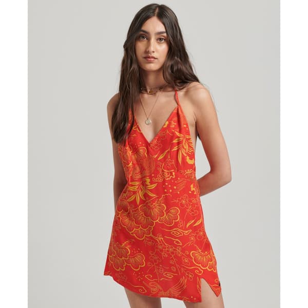 Superdry Klänning Vintage Mini Slip Halter Röd XS Kvinna