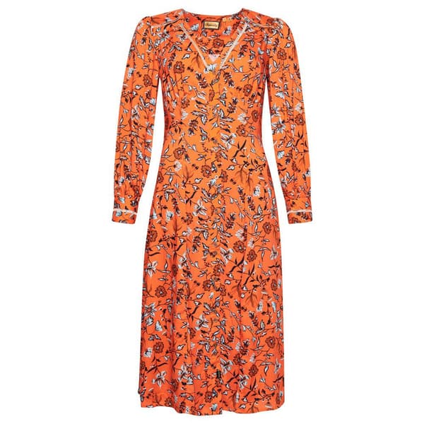 Superdry Kortärmad Midiklänning Printed V Tea Orange M Kvinna