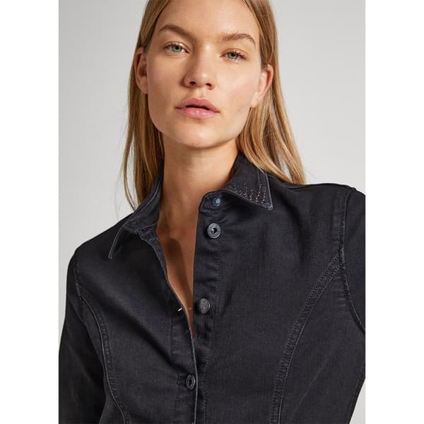 Pepe Jeans Pitkähihainen Lyhyt Mekko Yoni Sparkle Sininen M Nainen