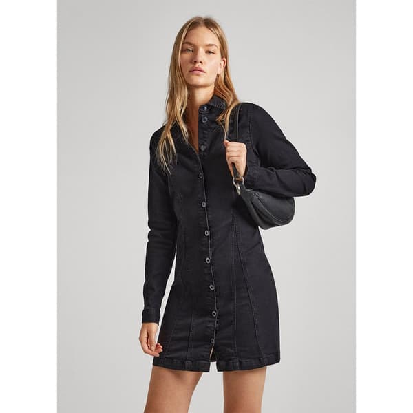 Pepe Jeans Pitkähihainen Lyhyt Mekko Yoni Sparkle Sininen M Nainen