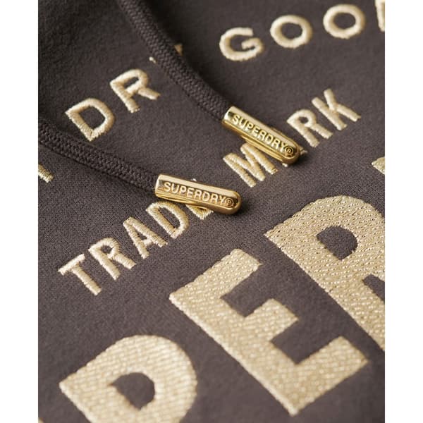 Superdry Långärmad Kort Klänning Luxe Metallic Logo Hood Svart 2XS-XS Kvinna