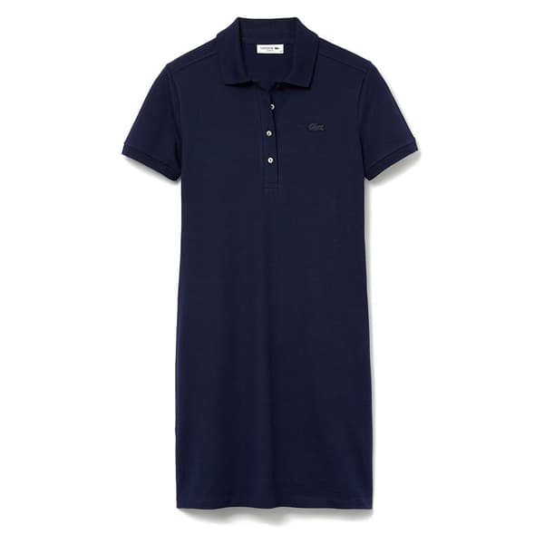 Lacoste Kort Klänning Stretch Cotton Pique Blå 38 Kvinna