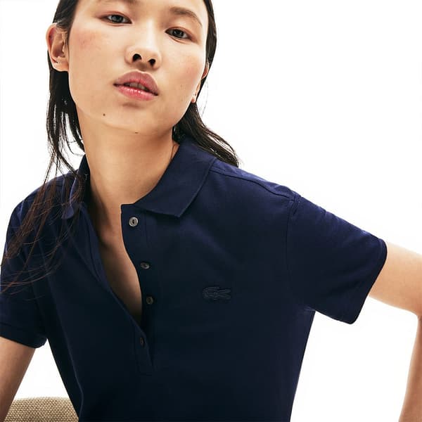 Lacoste Kort Klänning Stretch Cotton Pique Blå 38 Kvinna