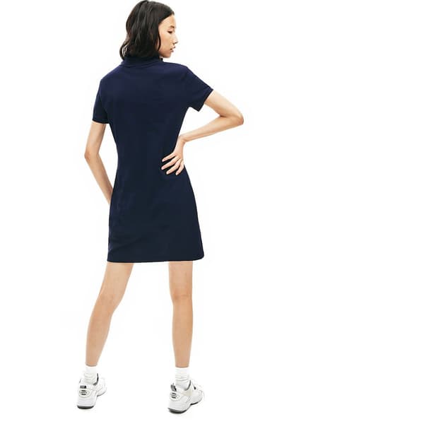 Lacoste Kort Klänning Stretch Cotton Pique Blå 38 Kvinna