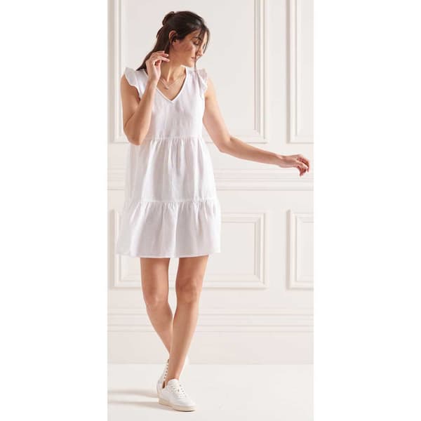 Superdry Kort Klänning Tinsley Tiered Vit L Kvinna