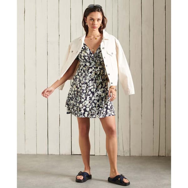Superdry Klänning Summer Wrap Blå M Kvinna