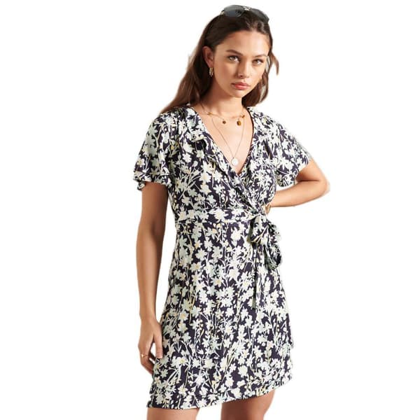 Superdry Klänning Summer Wrap Blå M Kvinna