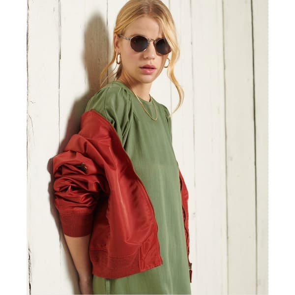 Superdry Lyhyt Mekko Tencel Vihreä XS Nainen