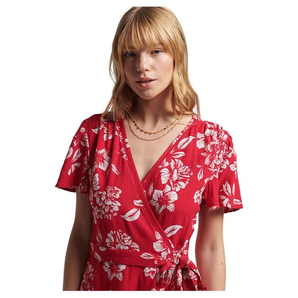 Superdry Klänning Vintage Mini Wrap Röd L Kvinna