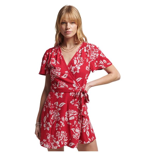 Superdry Klänning Vintage Mini Wrap Röd L Kvinna