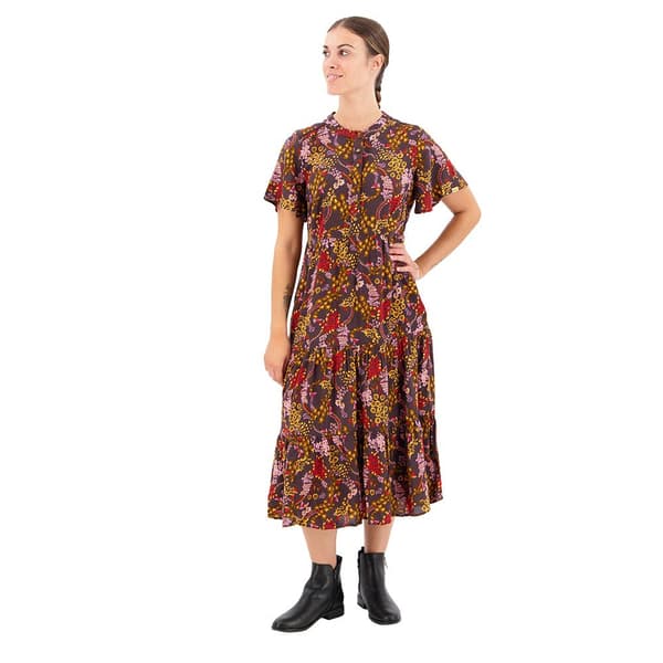 Superdry Lyhythihainen Midi-mekko Printed Tiered Ruskea M Nainen