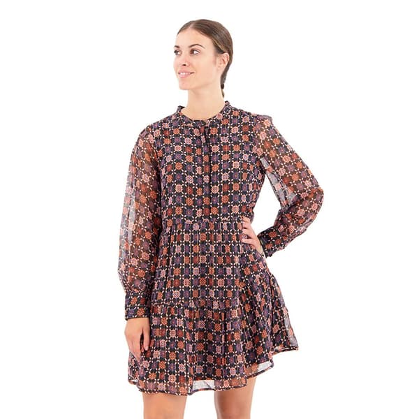 Superdry Langærmet Kort Kjole Tiered Brun XL Kvinde