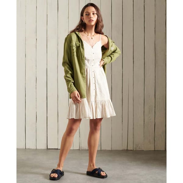Superdry Lyhyt Mekko Broderie Mini Beige M Nainen