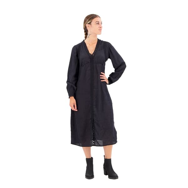 Superdry Långärmad Midiklänning Lace Trim Svart XL Kvinna
