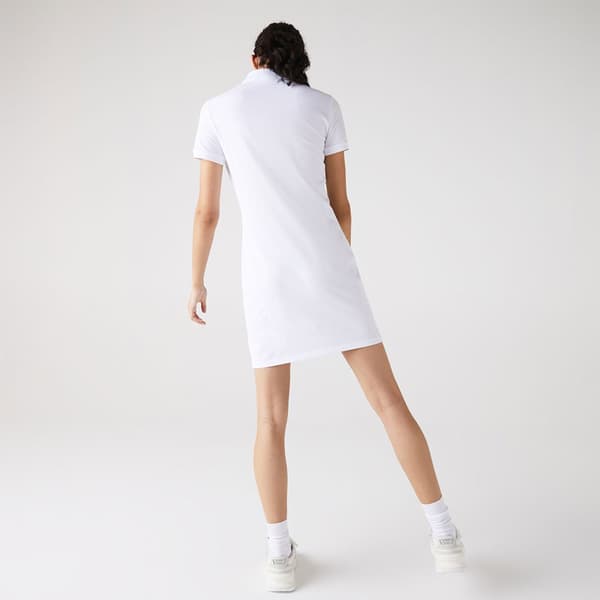 Lacoste Pukeutua Stretch Cotton Pique Valkoinen 38 Nainen
