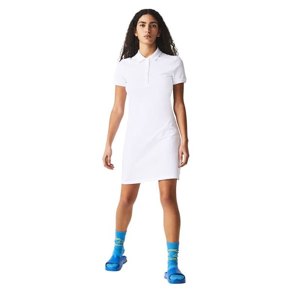 Lacoste Kjole Stretch Cotton Pique Hvid 38 Kvinde