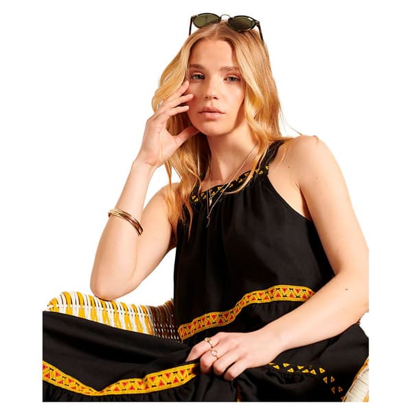 Superdry Pukeutua Sleeveless Embroidered Musta 2XS Nainen