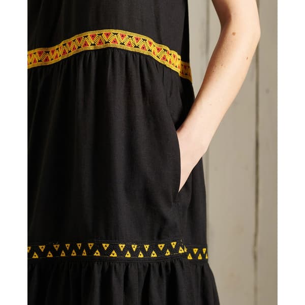 Superdry Pukeutua Sleeveless Embroidered Musta 2XS Nainen
