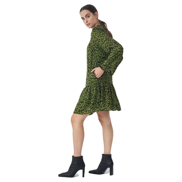 Salsa Jeans 125371-504 Floral Print Dress With Collar Floral Print Dress With Collar Långärmad Kort Klänning Grönt M Kvinna