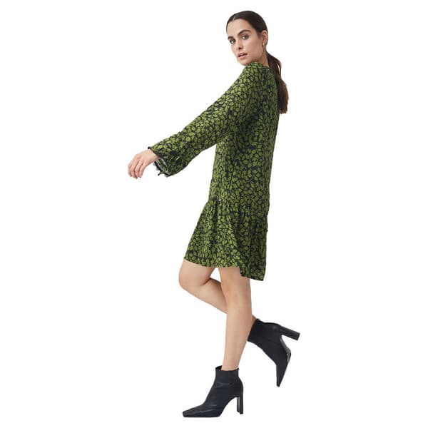 Salsa Jeans 125371-504 Floral Print Dress With Collar Floral Print Dress With Collar Långärmad Kort Klänning Grönt M Kvinna