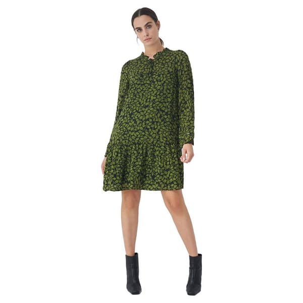 Salsa Jeans 125371-504 Floral Print Dress With Collar Floral Print Dress With Collar Långärmad Kort Klänning Grönt M Kvinna