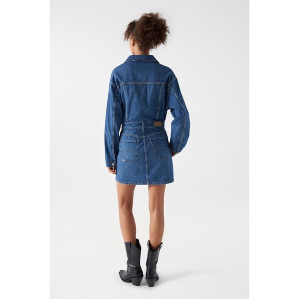 Salsa Jeans Kort Kjole 21007206 Blå L Kvinde