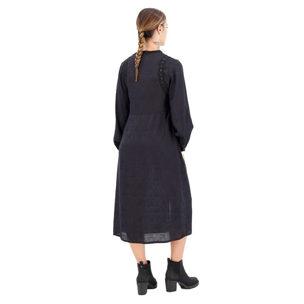 Superdry Långärmad Midiklänning Lace Trim Svart 2XS Kvinna