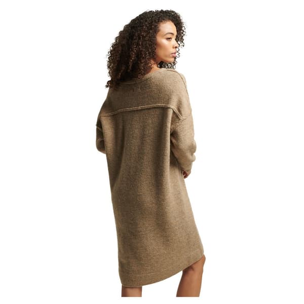 Superdry Klänning Studios Slouch V Knit Brun 2XS Kvinna