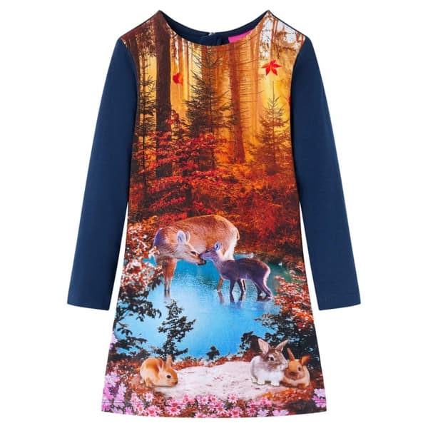 vidaXL Lasten pitkähihainen mekko laivastonsininen 104