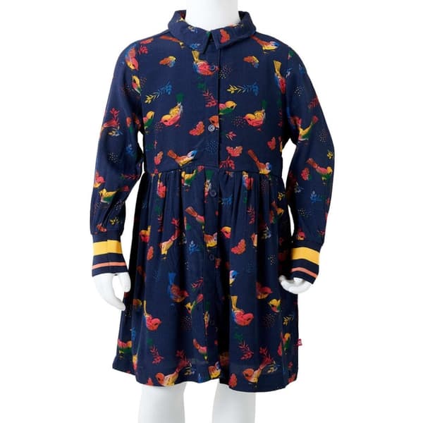 vidaXL Lasten pitkähihainen mekko laivastonsininen 104