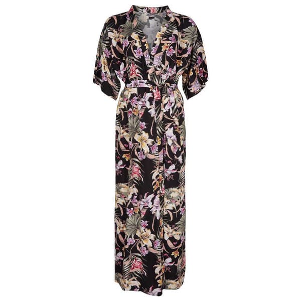 O´neill Lång Klänning Kimono Mix&match Svart S Kvinna
