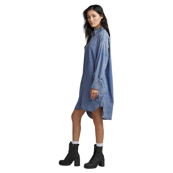 G-star Långärmad Klänning Denim Shirt Blå S Kvinna