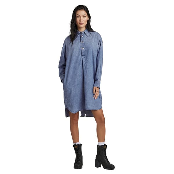 G-star Långärmad Klänning Denim Shirt Blå S Kvinna