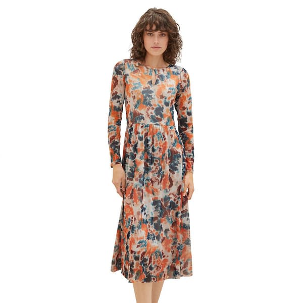 Tom Tailor Kjole 1037927 Printed Mesh Flerfarvet 40 Kvinde