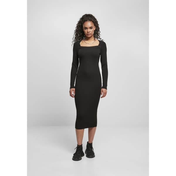 Urban Classics Lang Kjole Knit Sort XS Kvinde