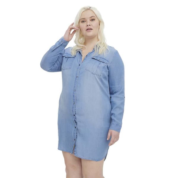 Vero Moda Curve Langærmet Kjole Sila Mix Blå 46 Kvinde