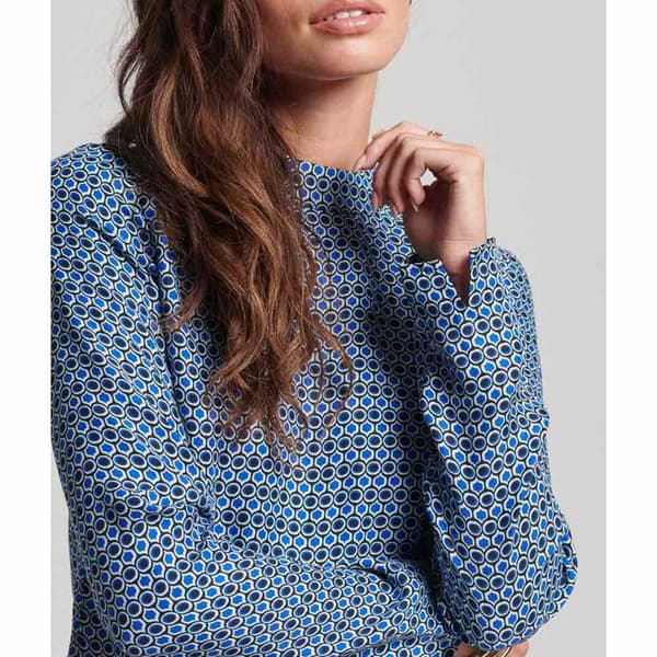 Superdry Klänning Studios Mock Neck Mini Blå 8 Kvinna