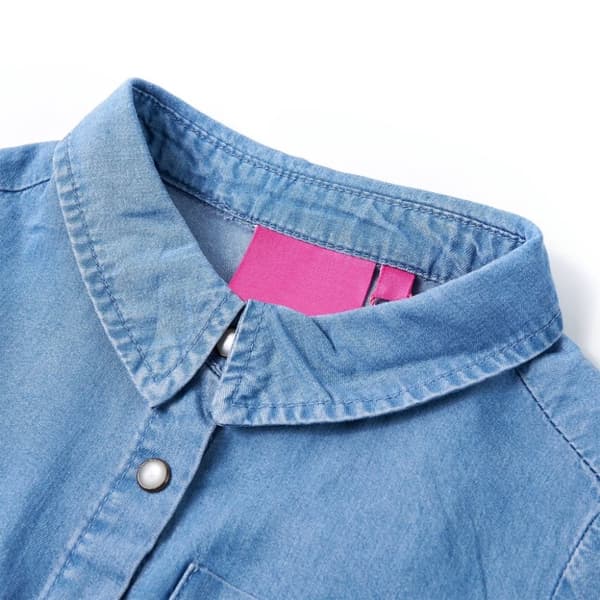 vidaXL Klänning med långa ärmar för barn marin och denimblå 104