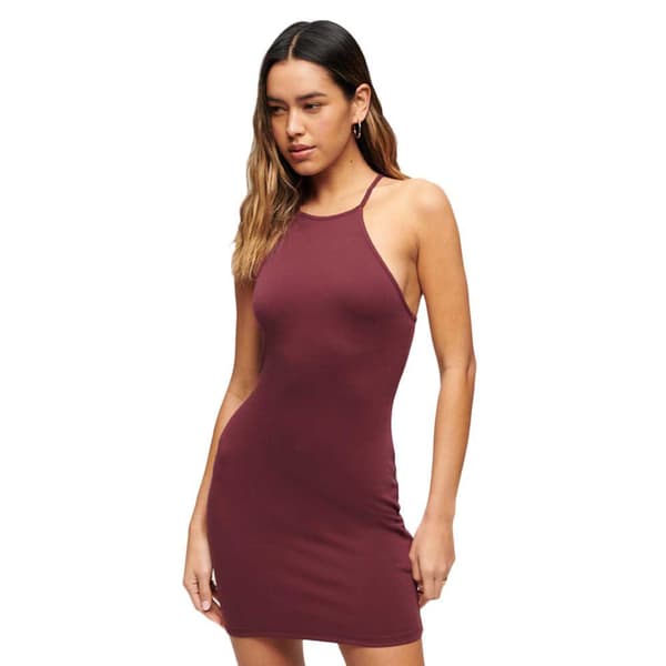 Superdry Kort Kjole Uden ærmer Strappy Recer Jersey Rød M Kvinde