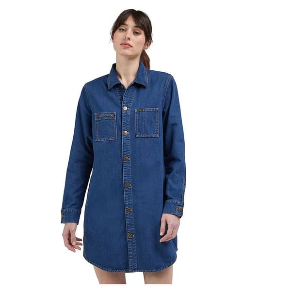 Lee Langærmet Midikjole Unionall Dress Blå M Kvinde