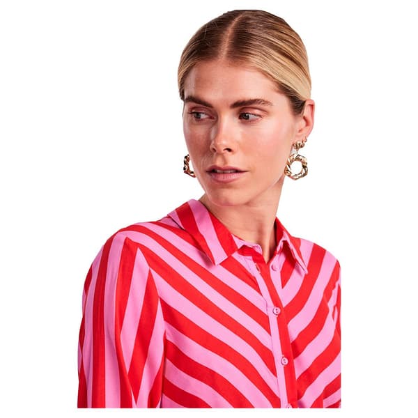Yas Långärmad Skjortklänning Savanna Röd,Rosa L Kvinna