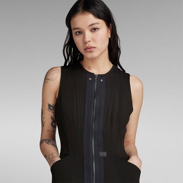 G-star Ärmlös Lång Klänning Corset Flare Svart 2XS Kvinna