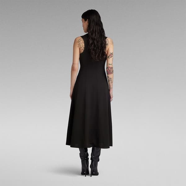 G-star Ärmlös Lång Klänning Corset Flare Svart 2XS Kvinna