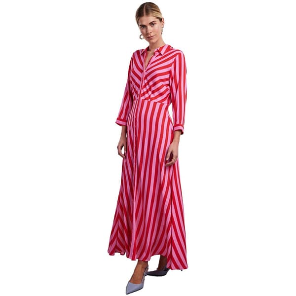 Yas Langærmet Skjortekjole Savanna Rød,Rosa XL Kvinde
