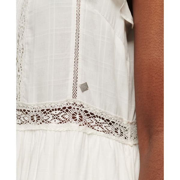 Superdry Ärmlös Kort Klänning Studios Lace Beige XL Kvinna