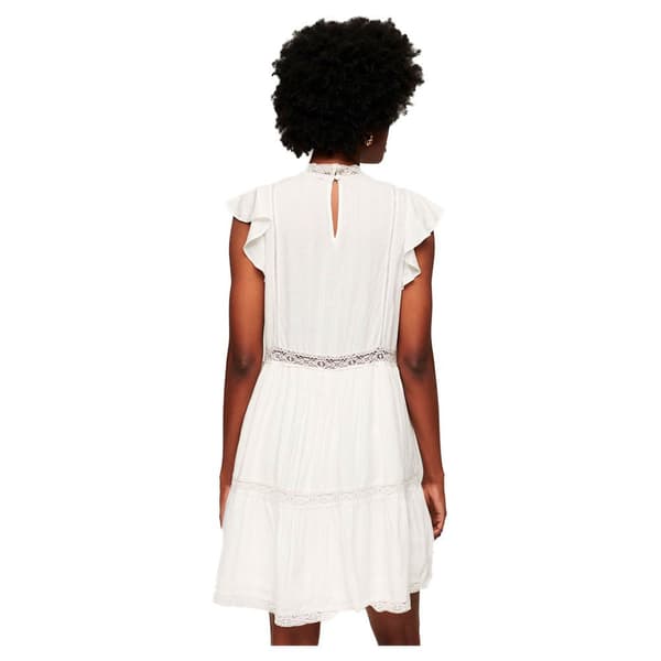 Superdry Ärmlös Kort Klänning Studios Lace Beige XL Kvinna
