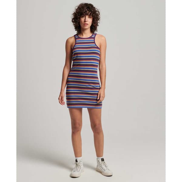 Superdry Hihaton Lyhyt Mekko Vintage Stripe Ruskea XL Nainen