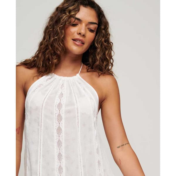 Superdry Ärmlös Midiklänning Vintage Halter Vit XS Kvinna