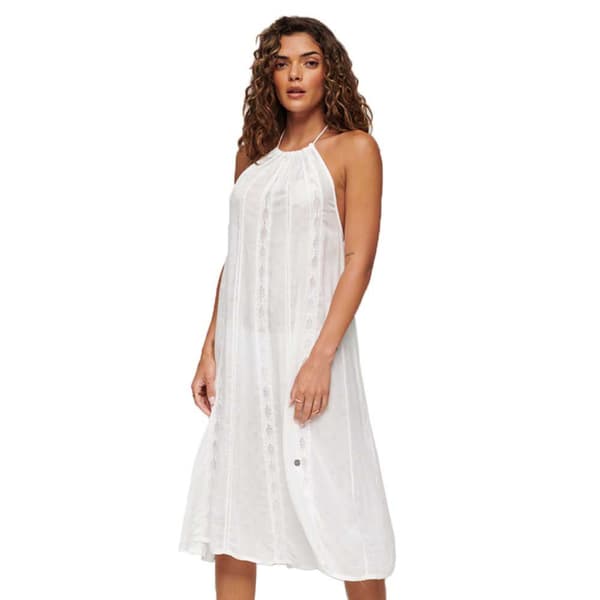 Superdry Ärmlös Midiklänning Vintage Halter Vit XS Kvinna