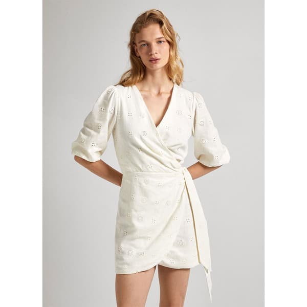 Pepe Jeans Långärmad Kort Klänning Dasha Beige XS Kvinna